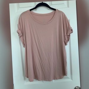 A New Day Casual Tee with Rolled Sleeve Blush XL
